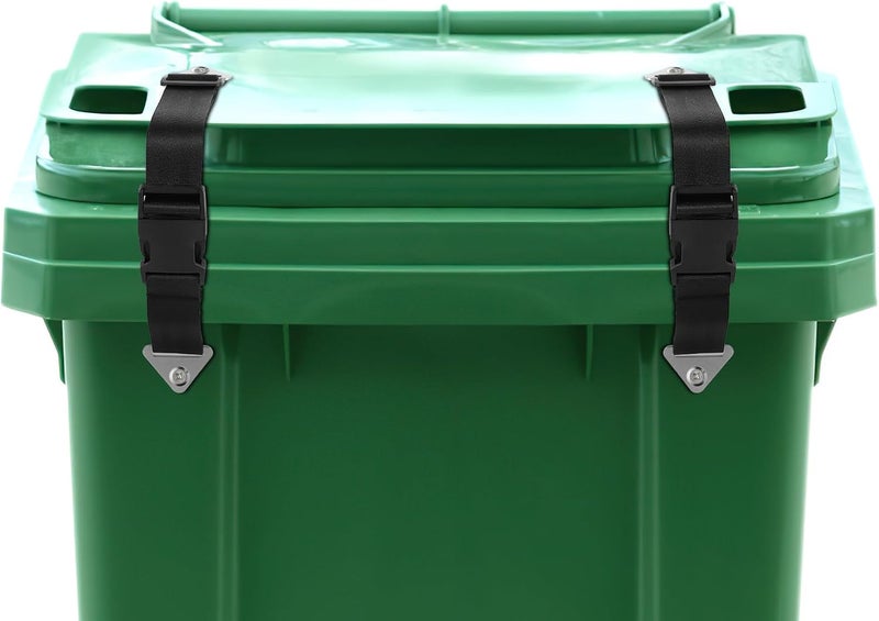 QUFA Raccoon Resistant Trash Can Lock Strap - Prevent Animal Rummaging & Secure Lid, Windproof Garbage Can Lock for Outdoor Use - 2-Piece Set - Image 1